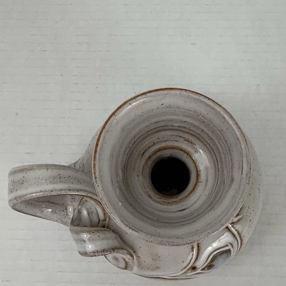 Vintage Handunnid Iceland Pottery Sigurdur Hauksson Fish Candle Holder Signed